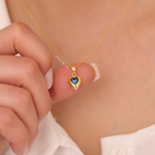 14k Gold Evil Eye Necklace, Evil Eye Pendant, Dainty Evil Eye Jewelry, Turkish Blue Evil Eye