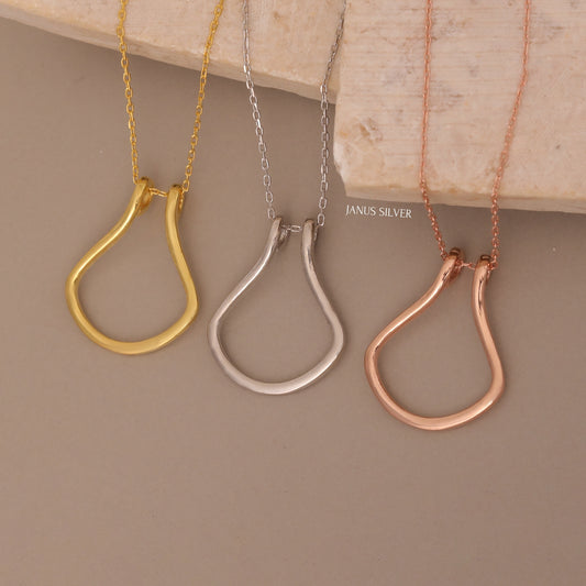 Clover Gold Ring Holder Necklace, Wedding Ring Keeper Pendant, Wedding Ring Holder