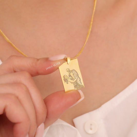 Custom Engraved Photo Necklace, Picture Necklace