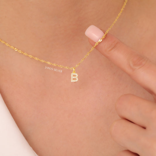 Custom Dainty Pave Letter Necklace, Initial Necklace, Personalized Jewelry, Custom Necklace