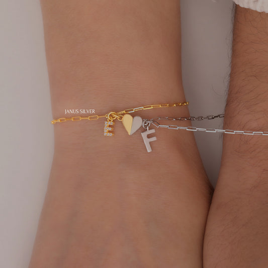 Couple Magnetic Heart Letter Bracelet, Matching Bracelets, Couples Jewelry
