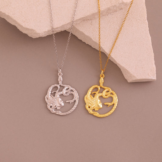 Gold Medusa Pendant Necklace - Goddess Necklaces - Mythical Snake Jewelry