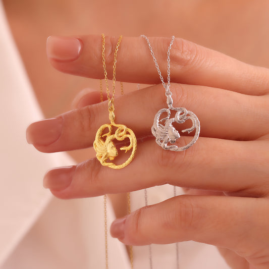 Gold Medusa Pendant Necklace - Goddess Necklaces - Mythical Snake Jewelry