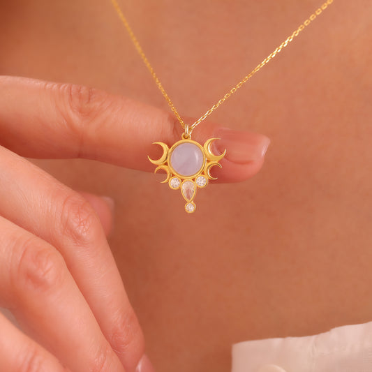 14k Gold Opal Moon Necklace, Opal October Birthstone Necklace, Opal Jewelry, Crescent Moon