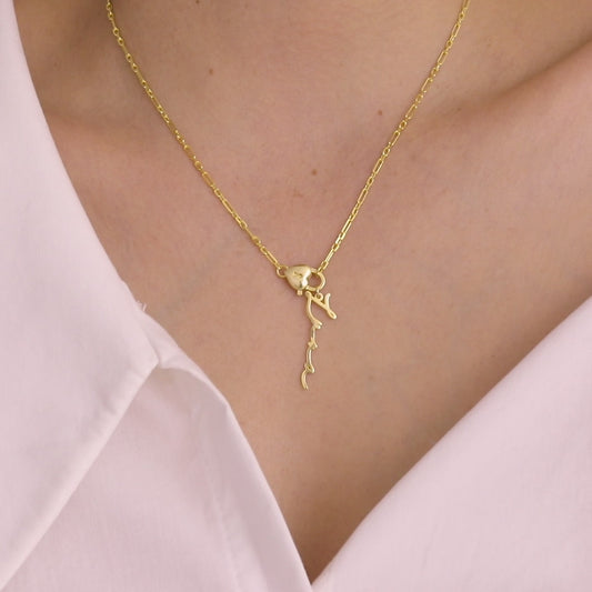 14k Gold Toggle Clasp Name and Letter Necklace, Personalized Jewelry