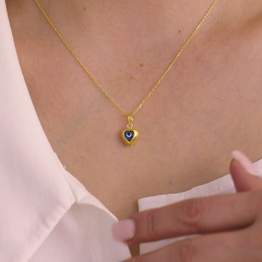 14k Gold Evil Eye Necklace, Evil Eye Pendant, Dainty Evil Eye Jewelry, Turkish Blue Evil Eye