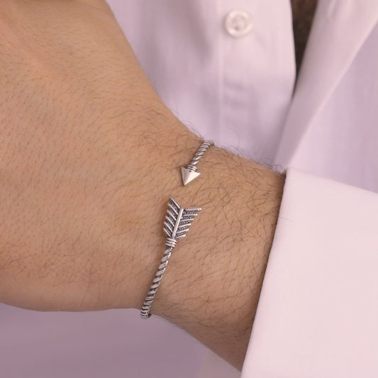 Sterling Silver Arrow Men Bracelet, Arrow Jewelry