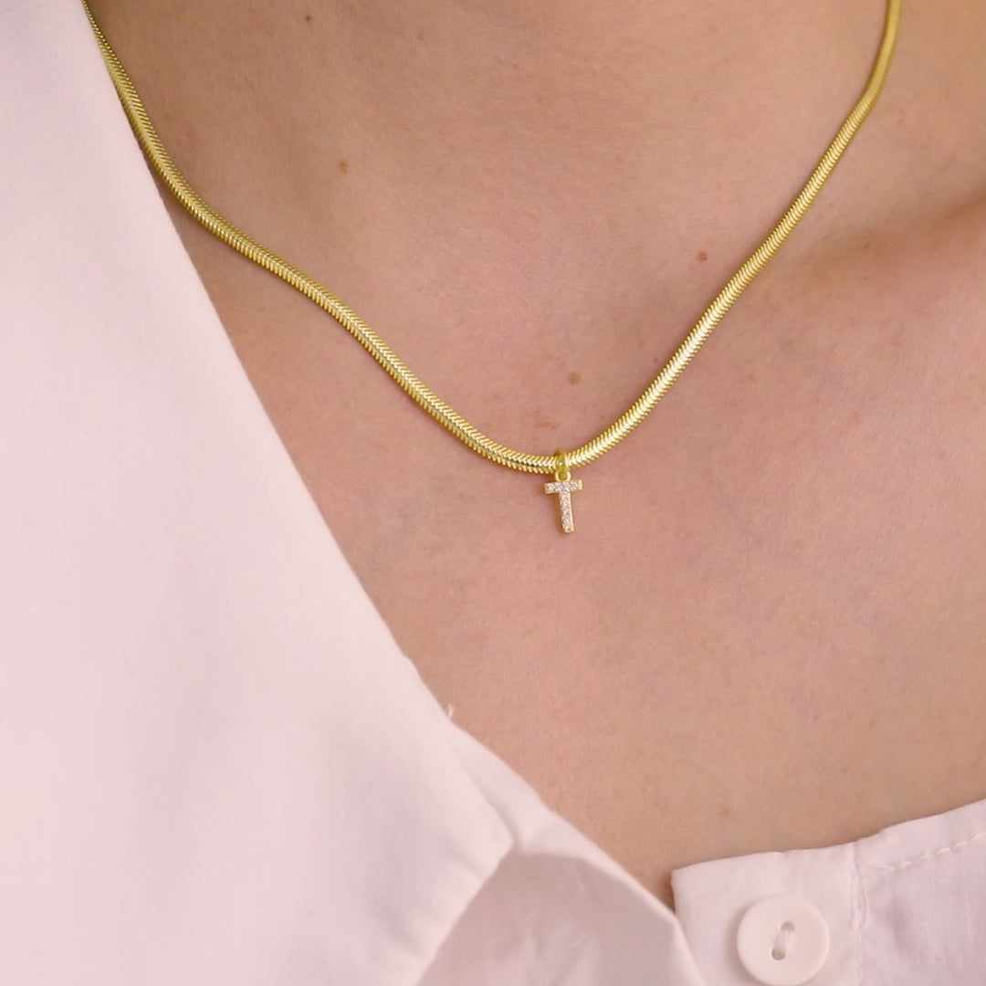 Tiny Gold Initial Necklace, Minimalist Letter Necklace, Delicate Layered Necklace