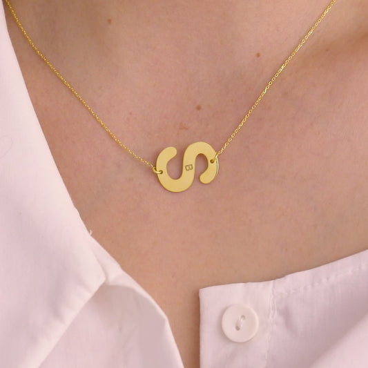 Personalized Couple Initial Necklace, Minimalist Letter Necklace, Delicate Layered Necklace