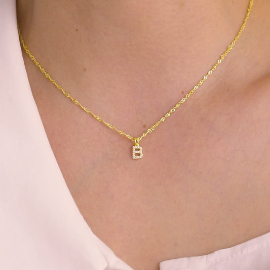 Custom Dainty Pave Letter Necklace, Initial Necklace, Personalized Jewelry, Custom Necklace