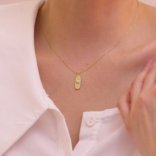 14k Gold Sterling Silver Star Pendant Necklace with CZ, Dainty Celestial Necklace